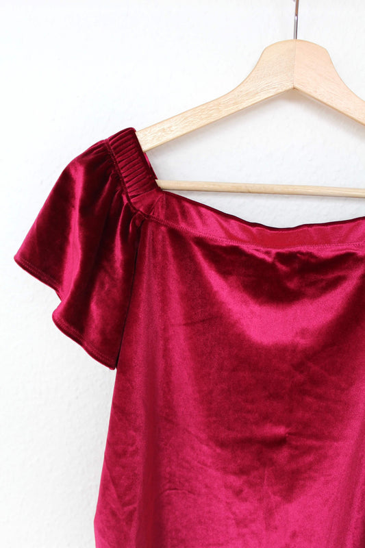 Velour offshoulder top - str. S